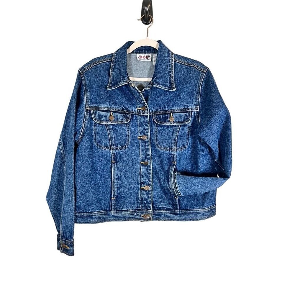 Bill‎ Blass Denim Jacket L Jean Retro Western Boho Cowgirl Concert Neutral 80s